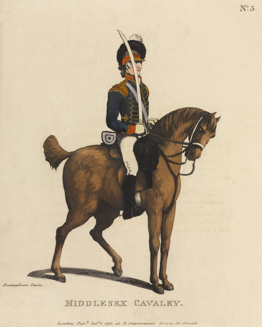 Middlesex Cavalry (barevná akvatinta) od Thomas Rowlandson