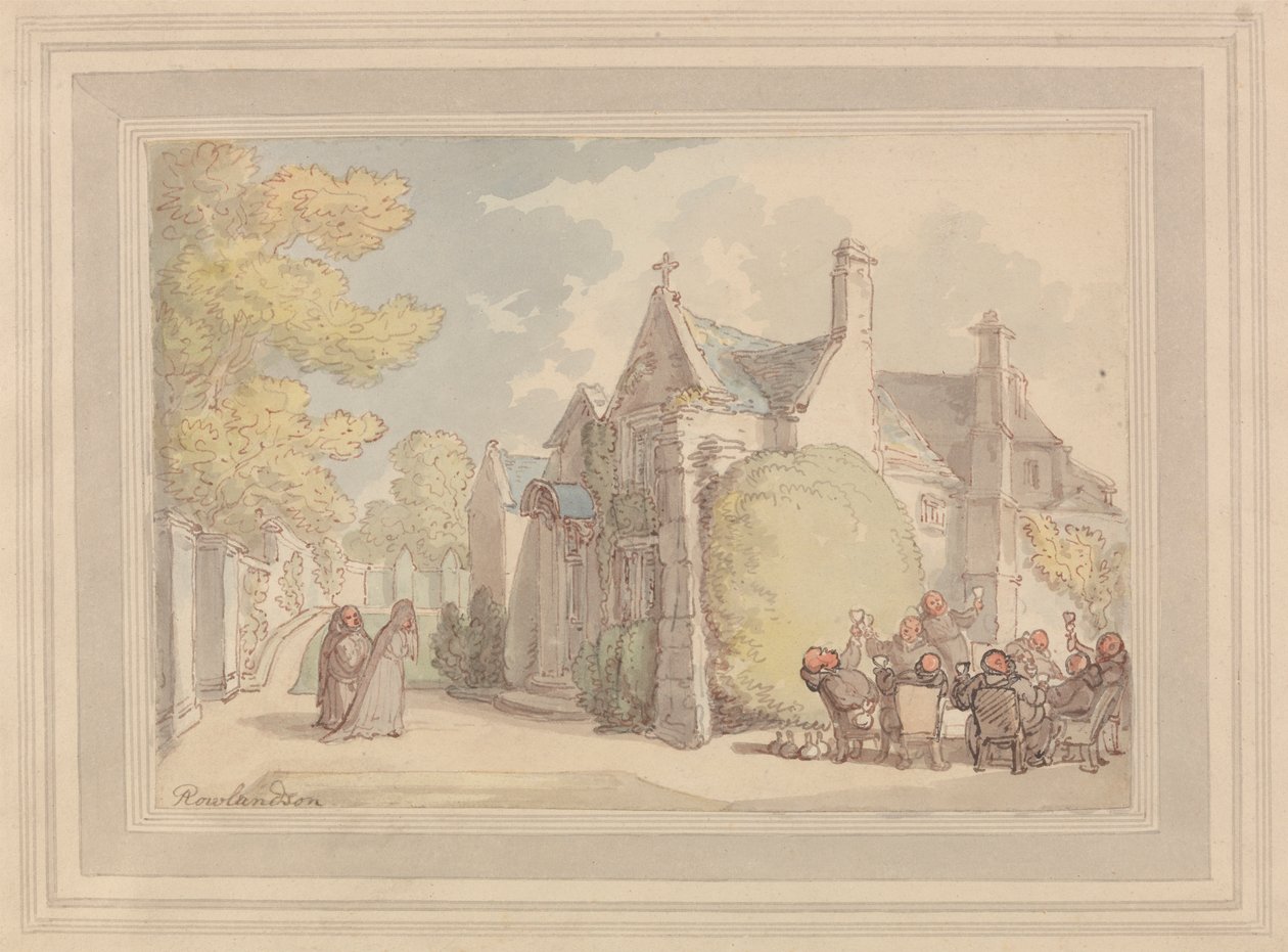 Monks Carousing mimo klášter od Thomas Rowlandson