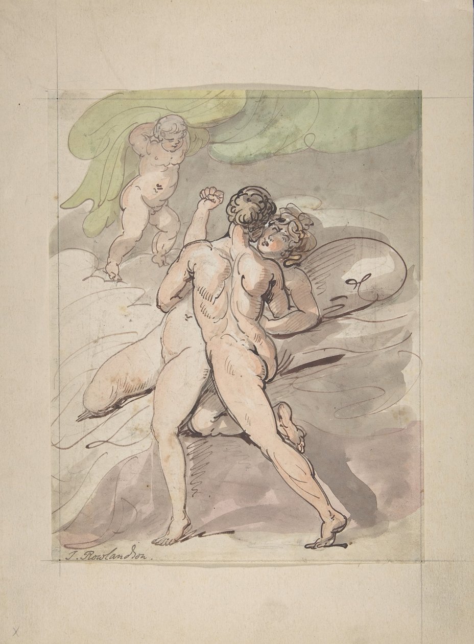 Objímající se nahý pár, 1780-1827. od Thomas Rowlandson