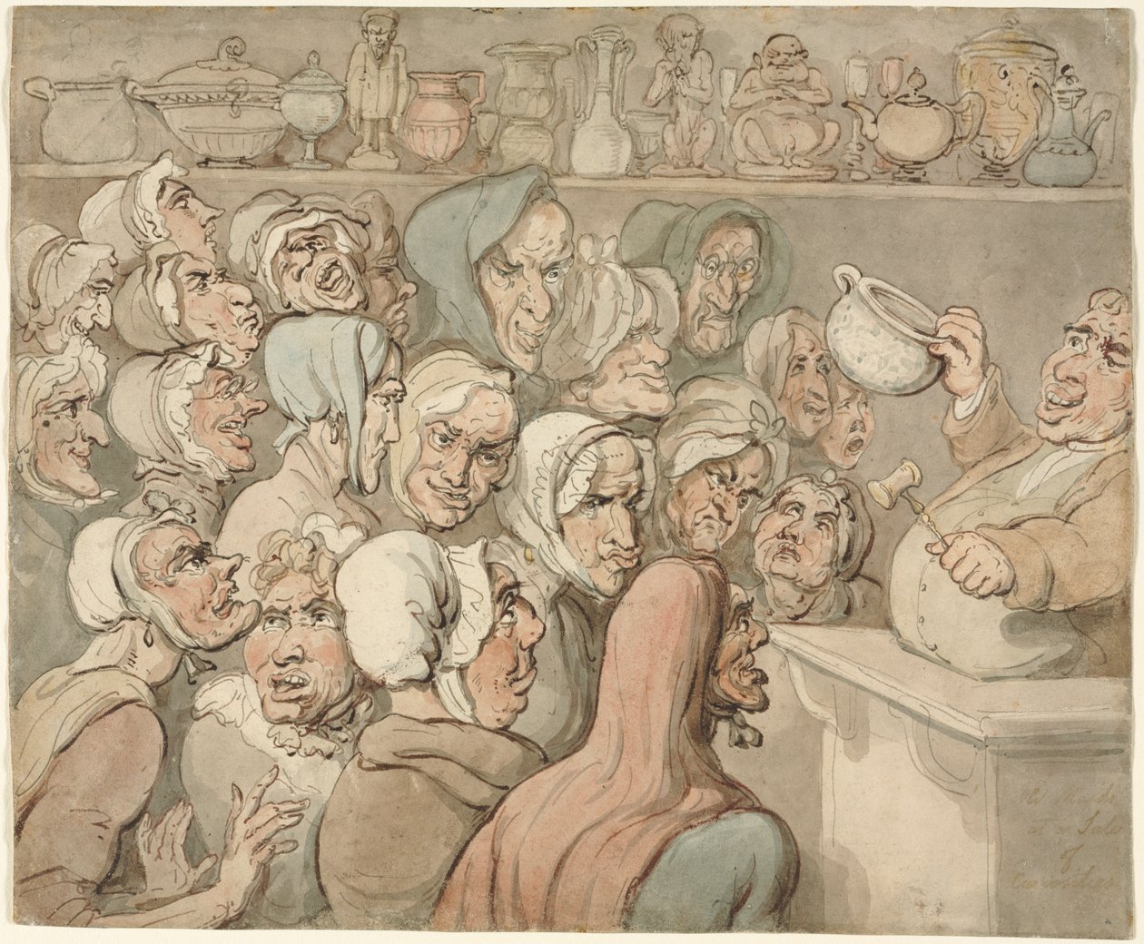 Staré panny v prodeji kuriozit od Thomas Rowlandson