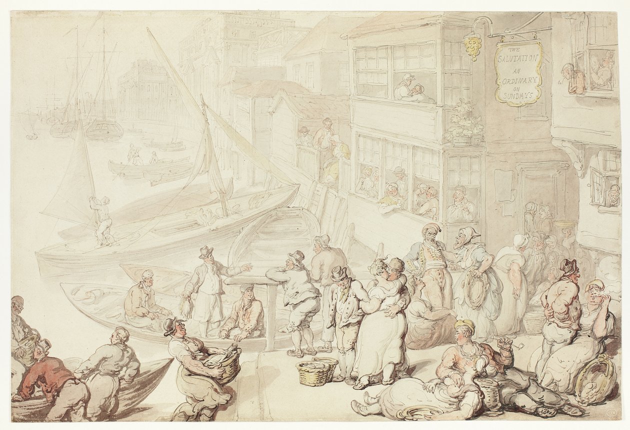 Před Salutation Inn, Greenwich od Thomas Rowlandson