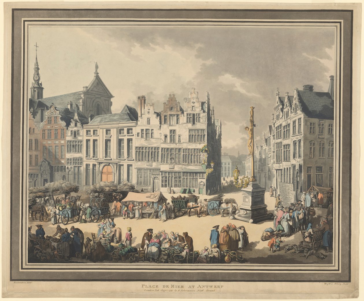 Place de Meir v Antverpách od Thomas Rowlandson