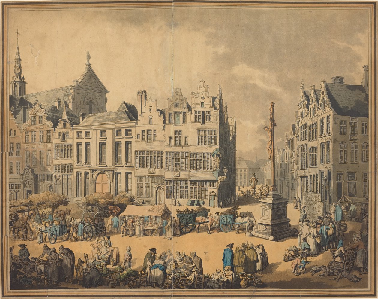 Place de Meir v Antverpách od Thomas Rowlandson