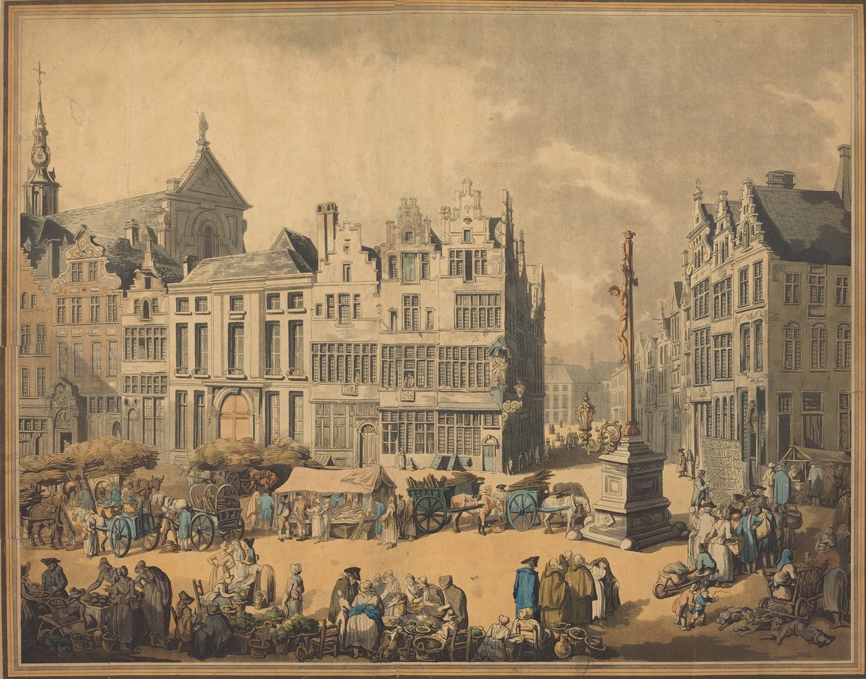 Place de Meir v Antverpách, 1797. od Thomas Rowlandson