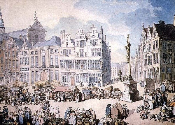 Place de Mer, Antverpy od Thomas Rowlandson
