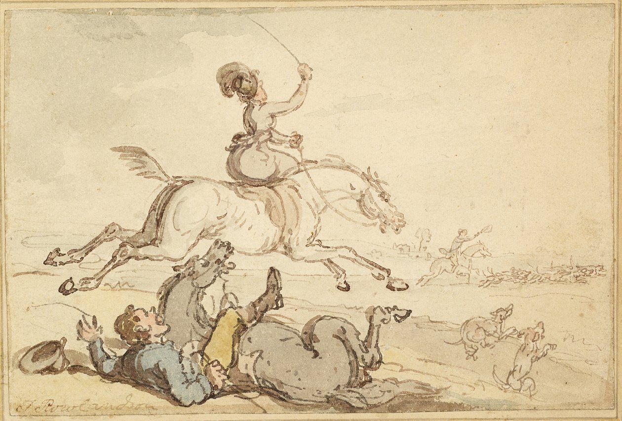 Jezdec vržený na lov od Thomas Rowlandson