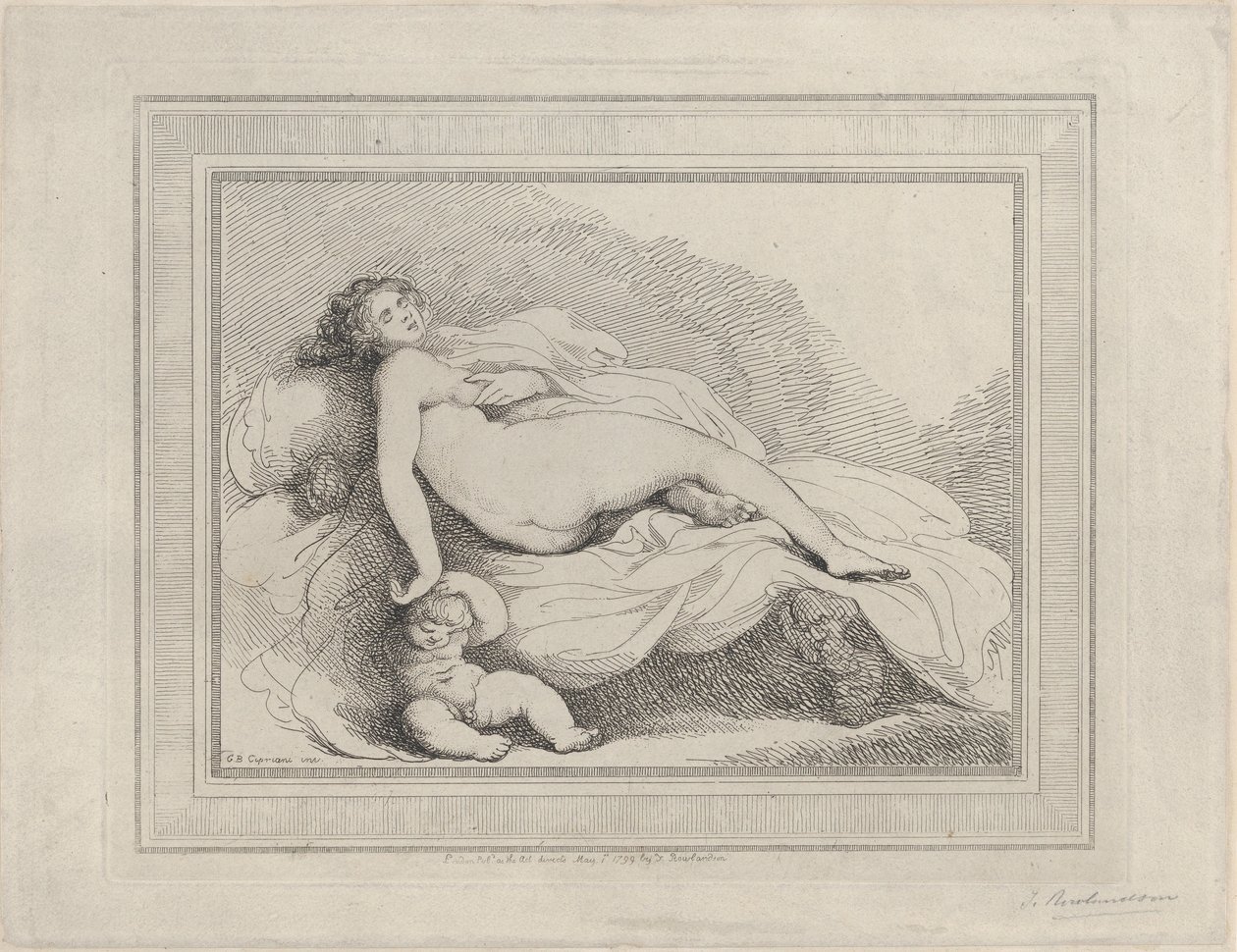 Spící Venuše a láska, 1799., 1799. od Thomas Rowlandson