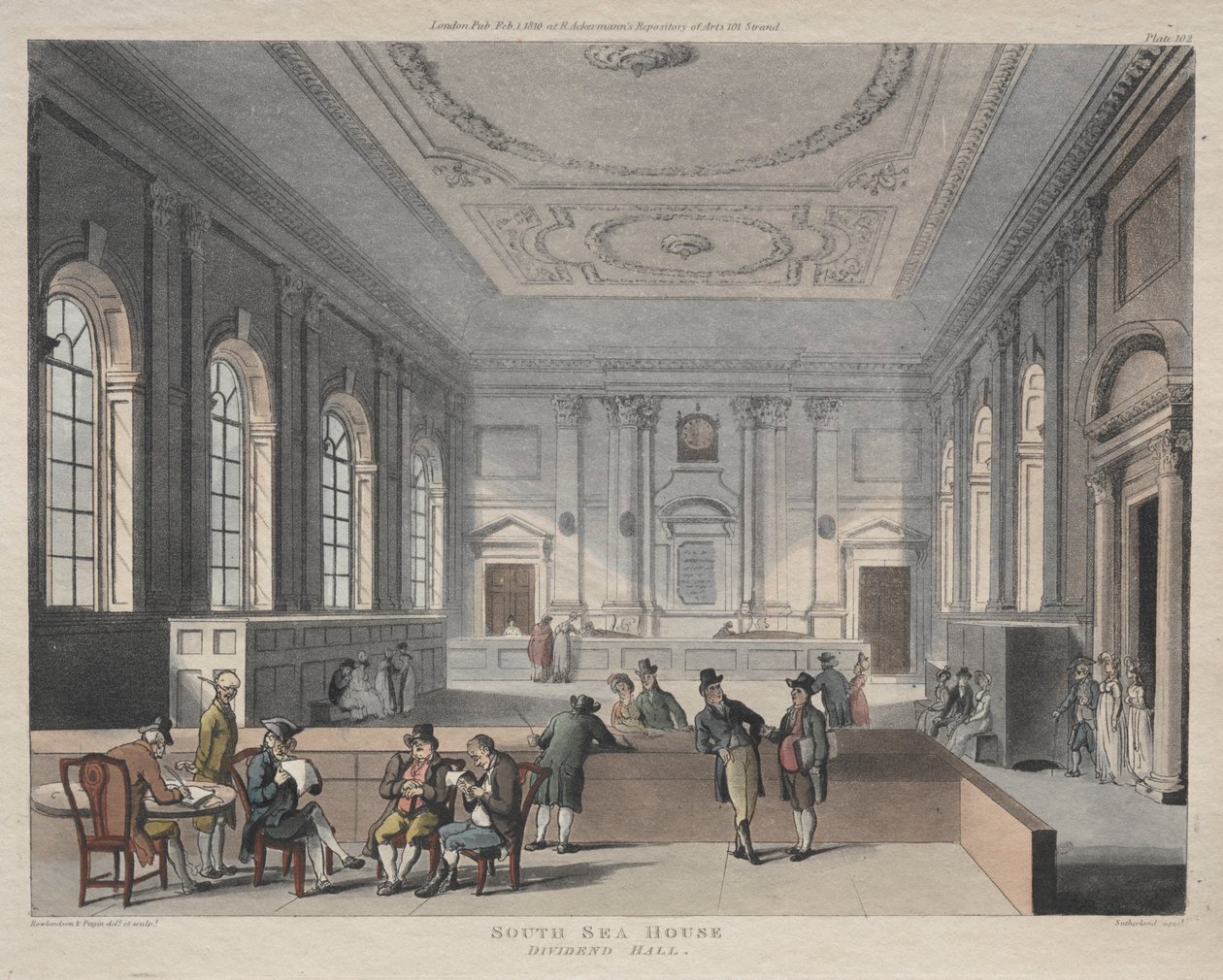 South Sea House, Dividend Hall, 1810. od Thomas Rowlandson