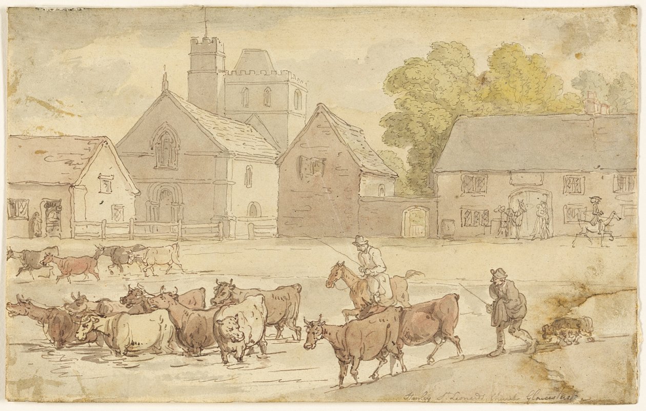 Stanley St. Leonard Church, Gloucestershire od Thomas Rowlandson