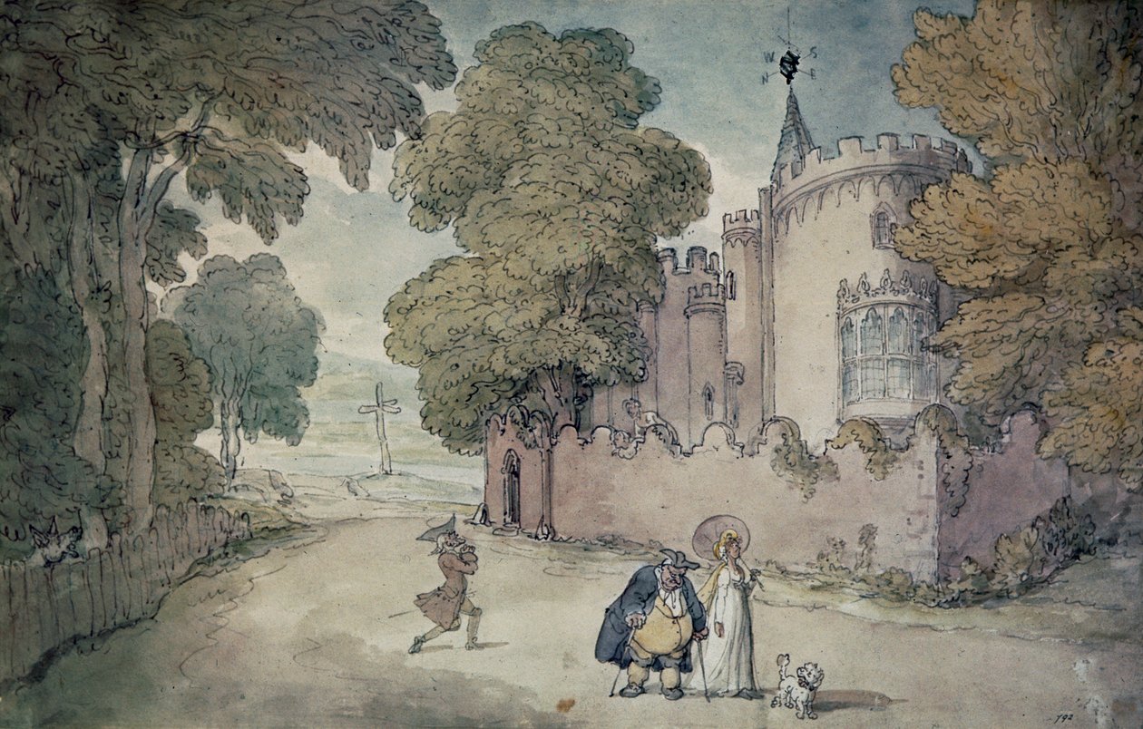 Strawberry Hill (ručně barvená akvatinta) od Thomas Rowlandson