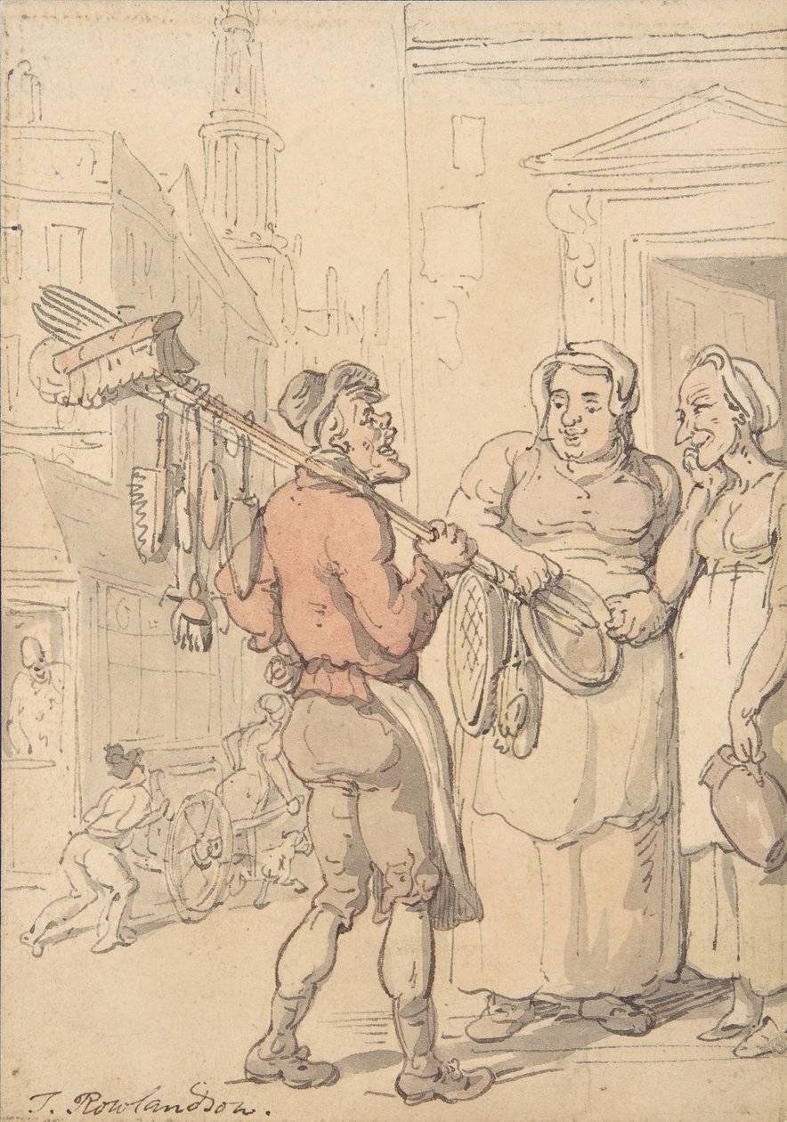 Pouliční scéna: Prodejce štětců, 1780-1827. od Thomas Rowlandson