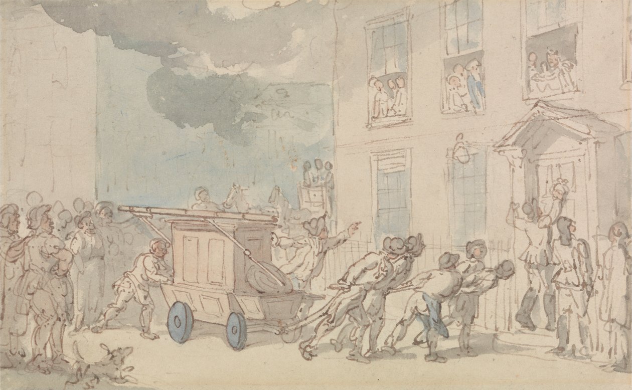Příjezd hasičského vozu od Thomas Rowlandson