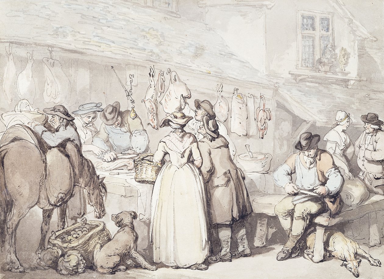 The Butchers Stall, Leadenhall Market, od Thomas Rowlandson