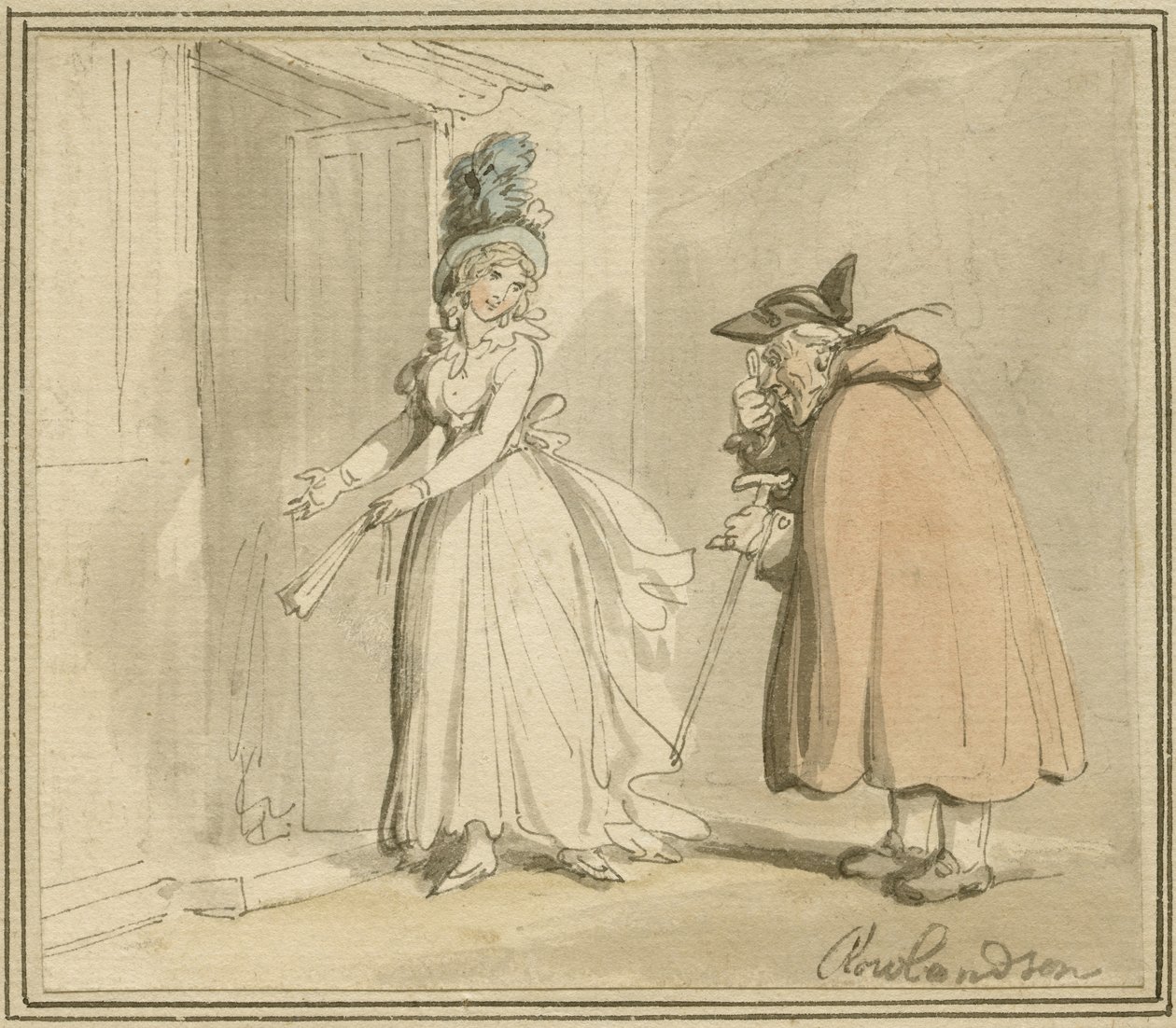 Kurtizána, kolem 1785-1800 od Thomas Rowlandson