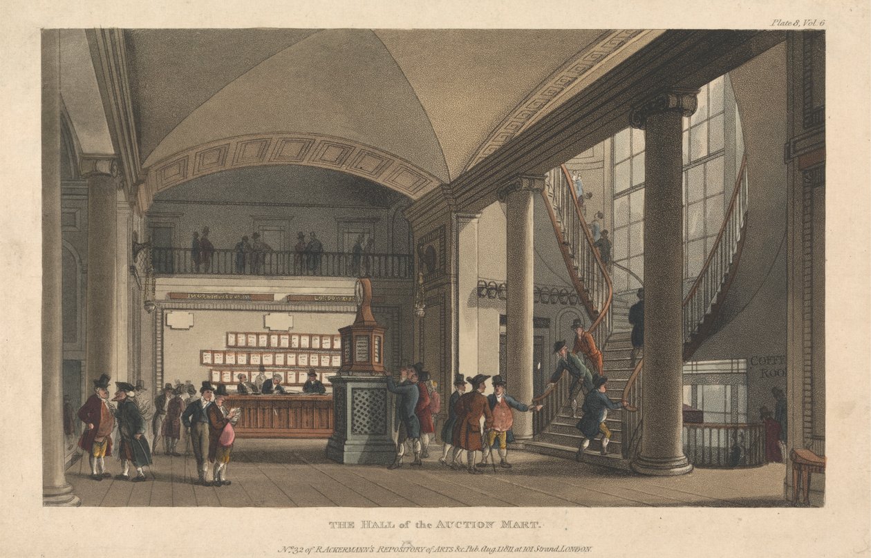 Sál aukčního trhu od Thomas Rowlandson