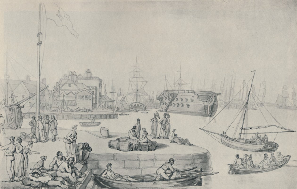 The Quay, Blackwall Docks, 1810, 1920 od Thomas Rowlandson