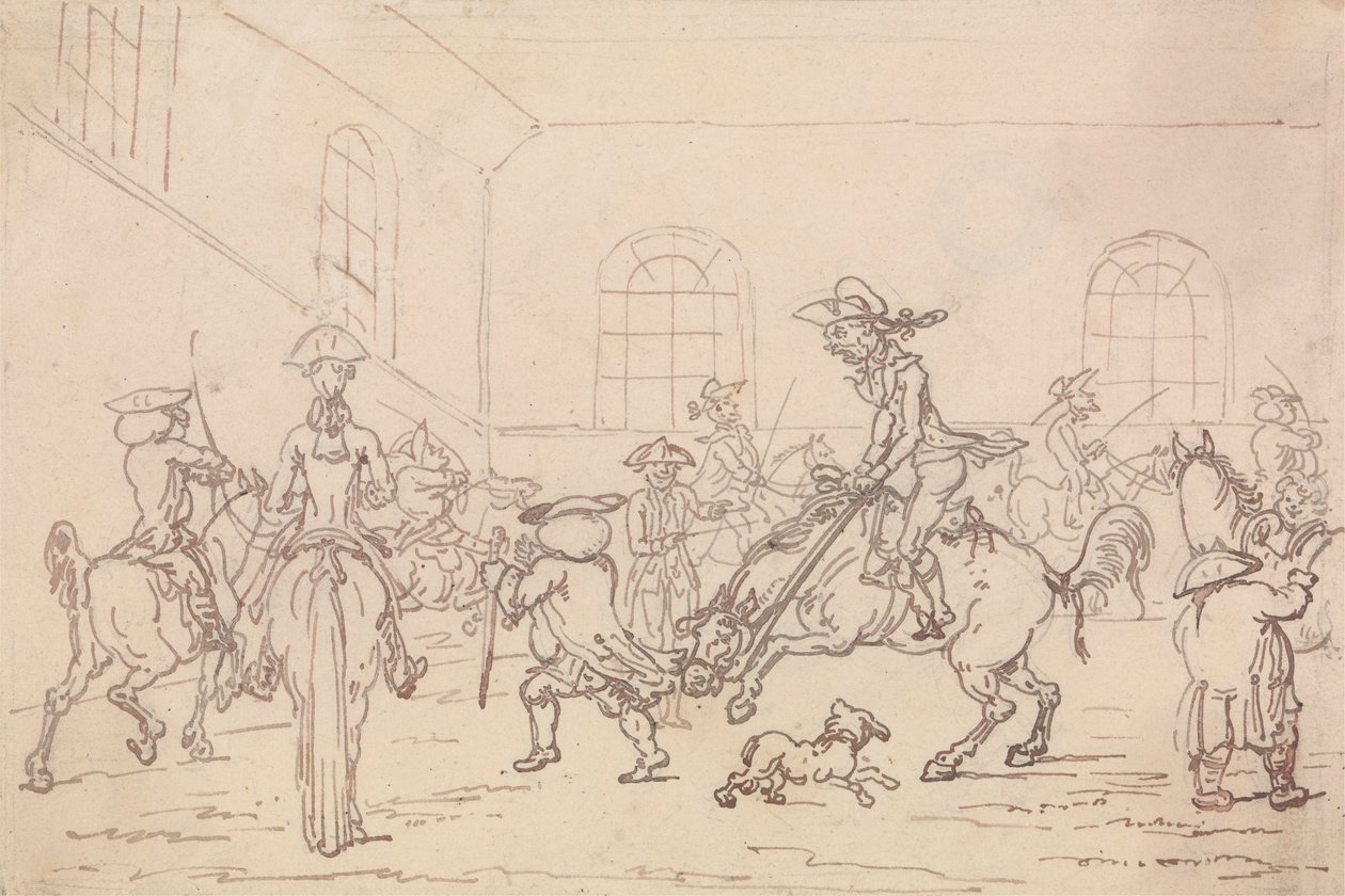 Jezdecká škola od Thomas Rowlandson