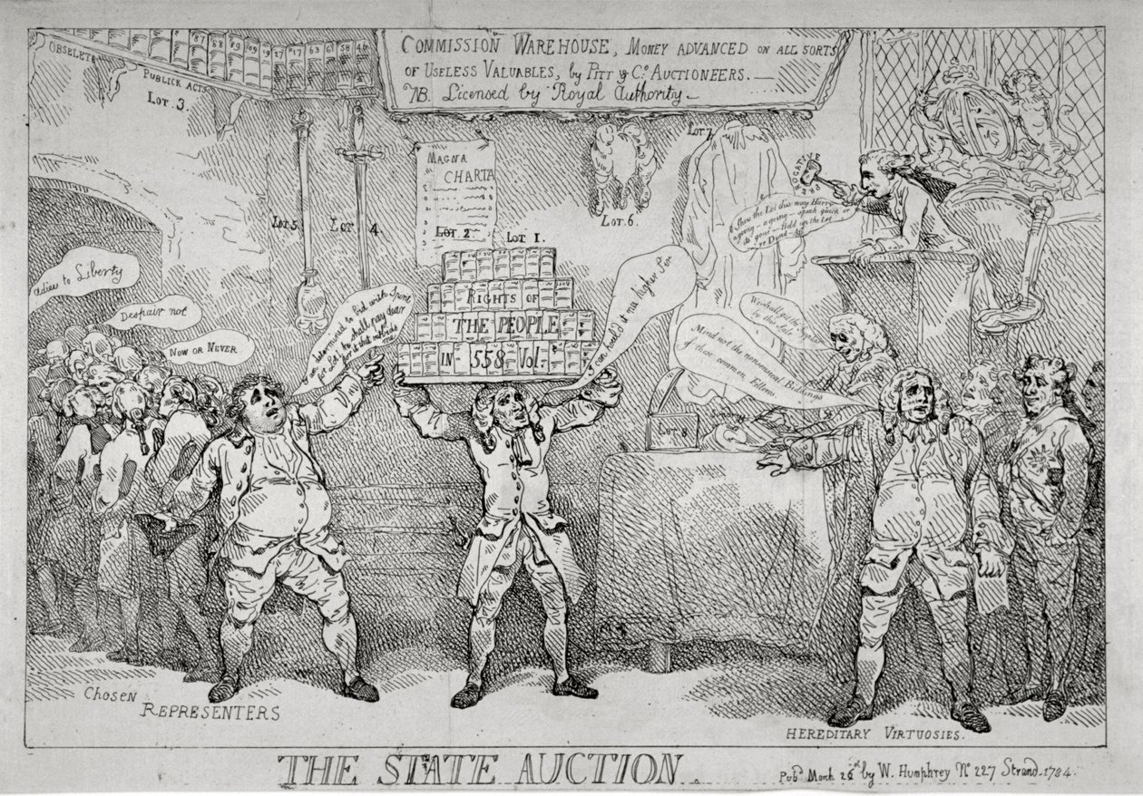 „Státní aukce“, 1784 od Thomas Rowlandson