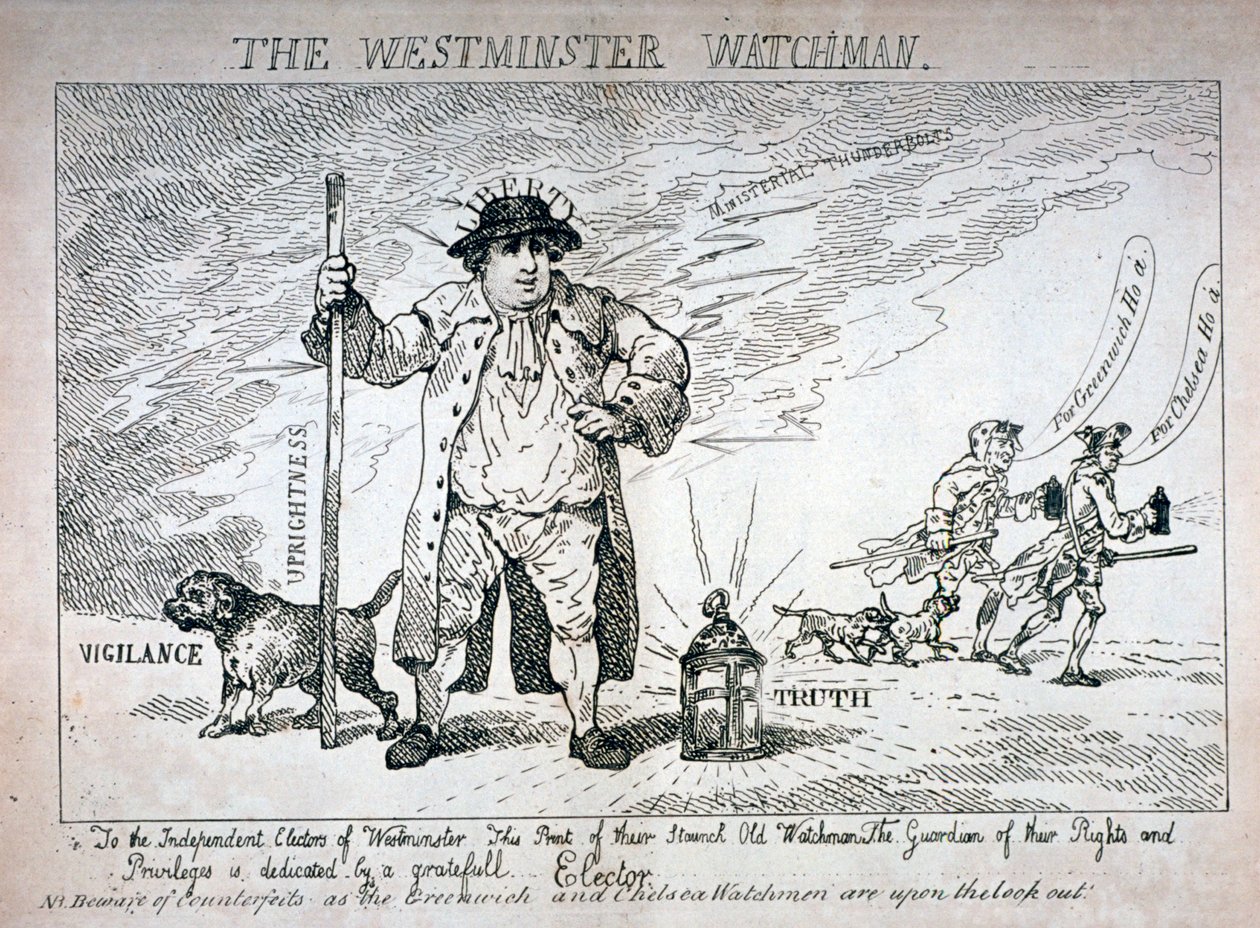 "Westminster Watchman", 1784 od Thomas Rowlandson
