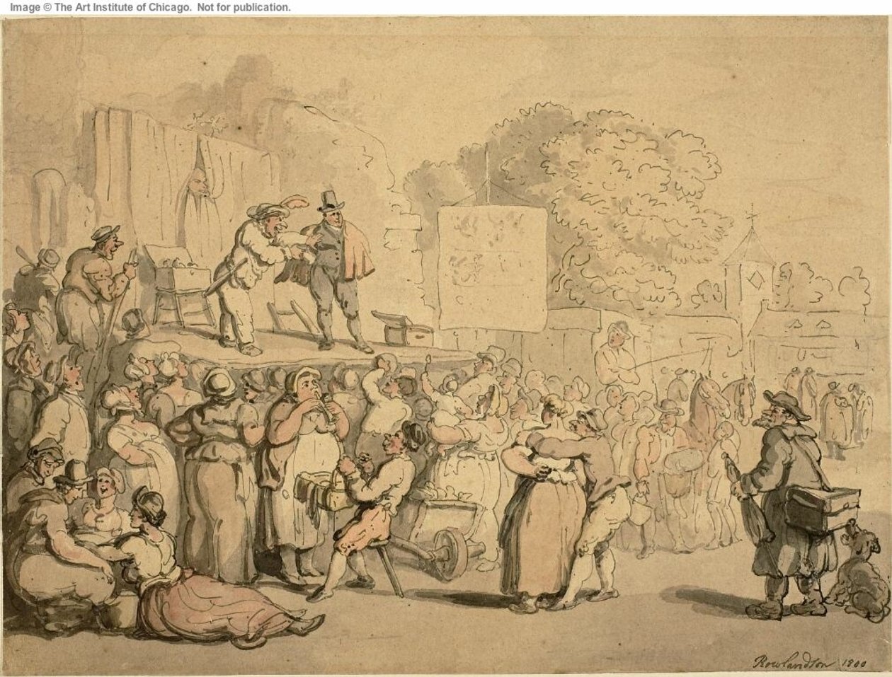Vesnický jarmark: Harlekýn a Kvak od Thomas Rowlandson