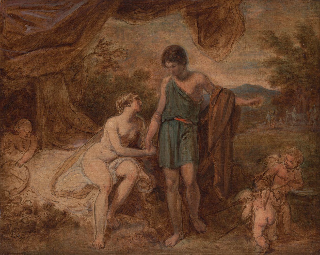 Nedokončená studie Venuše a Adonise od Thomas Stothard