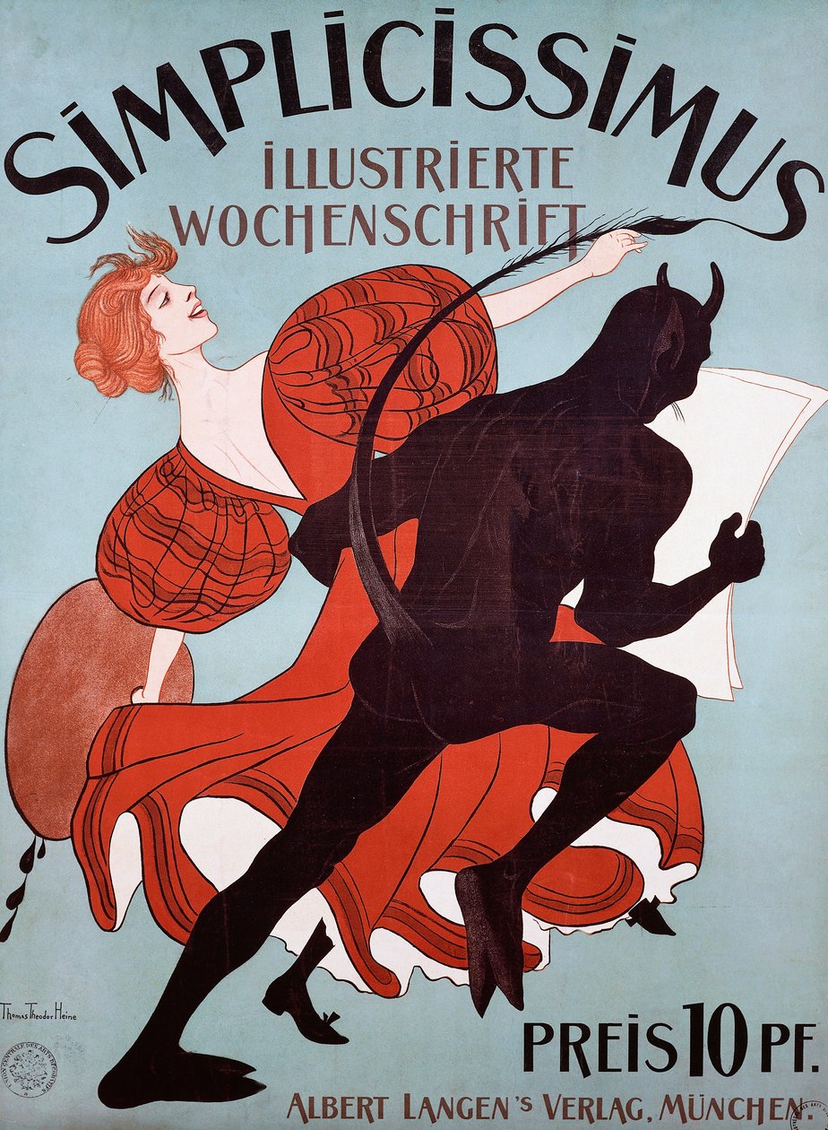 Simplicissismus reklamní plakát od Thomas Theodor Heine
