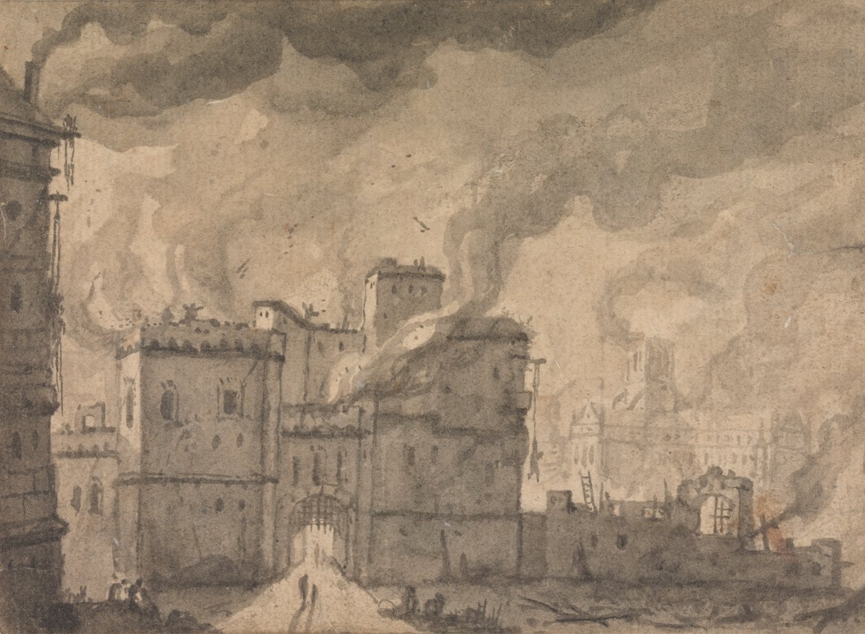 Vězení Newgate, požár Londýna od Thomas Wyck