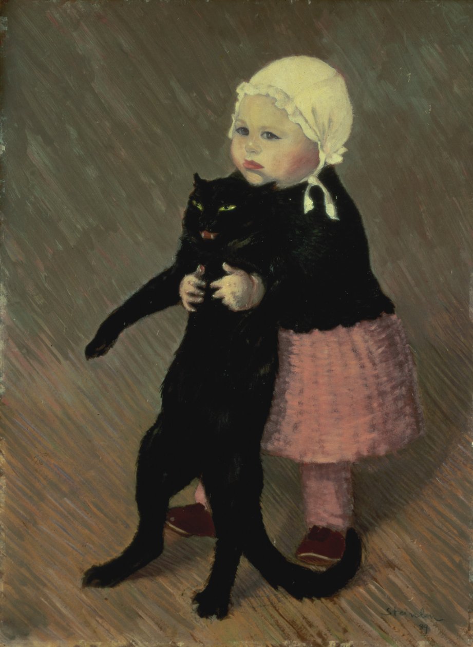 Malá dívka s kočkou, 1889 od Théophile Alexandre Steinlen