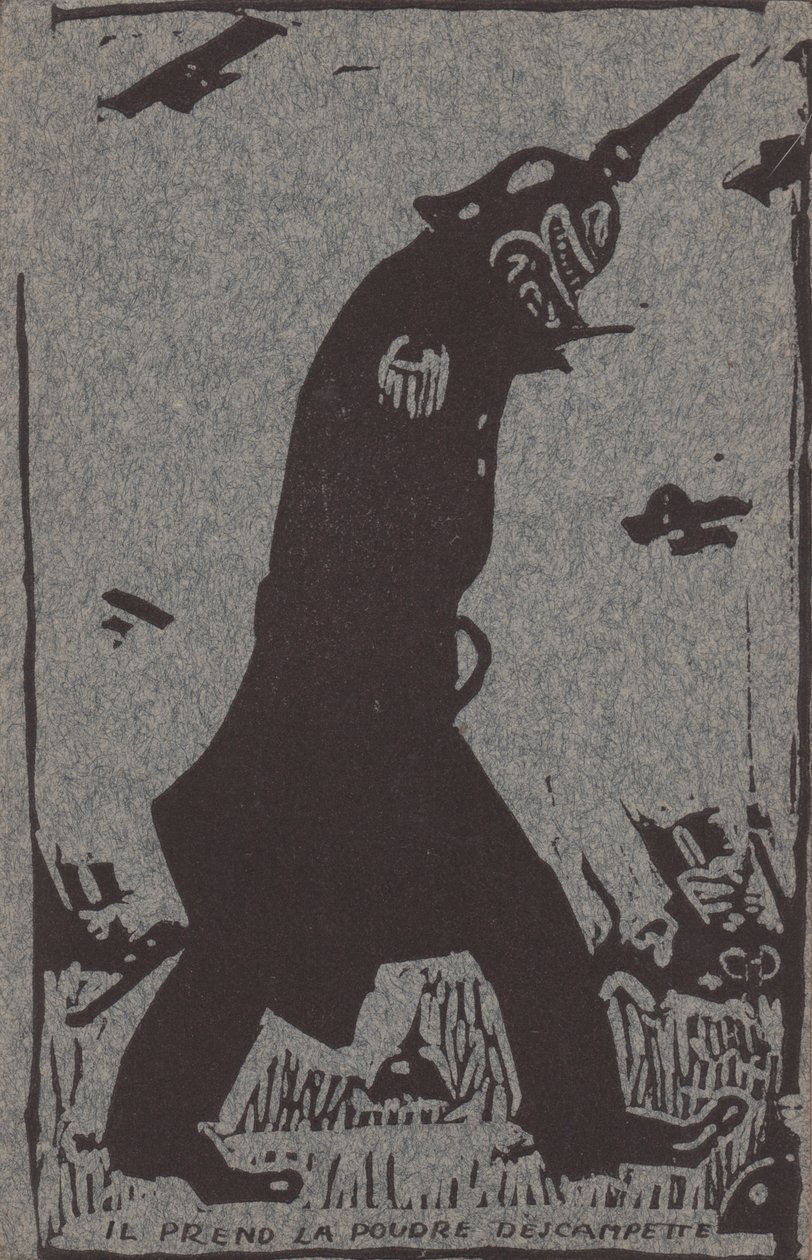 Vezme prášek z theampette (dřevořez na šedém papíře) od Théophile Alexandre Steinlen