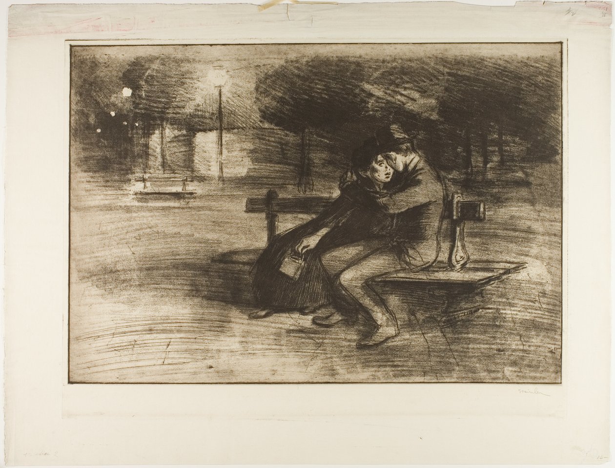 Milenci na lavičce od Théophile Alexandre Pierre Steinlen
