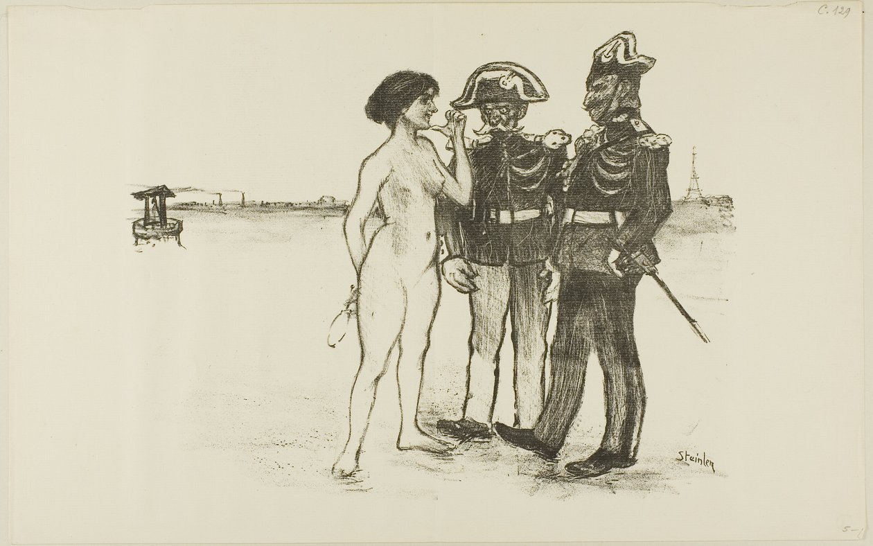 Pravda a dva vojáci od Théophile Alexandre Pierre Steinlen