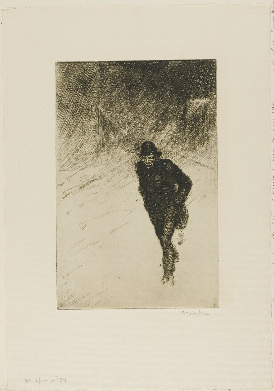 Tulák po sněhu od Théophile Alexandre Pierre Steinlen