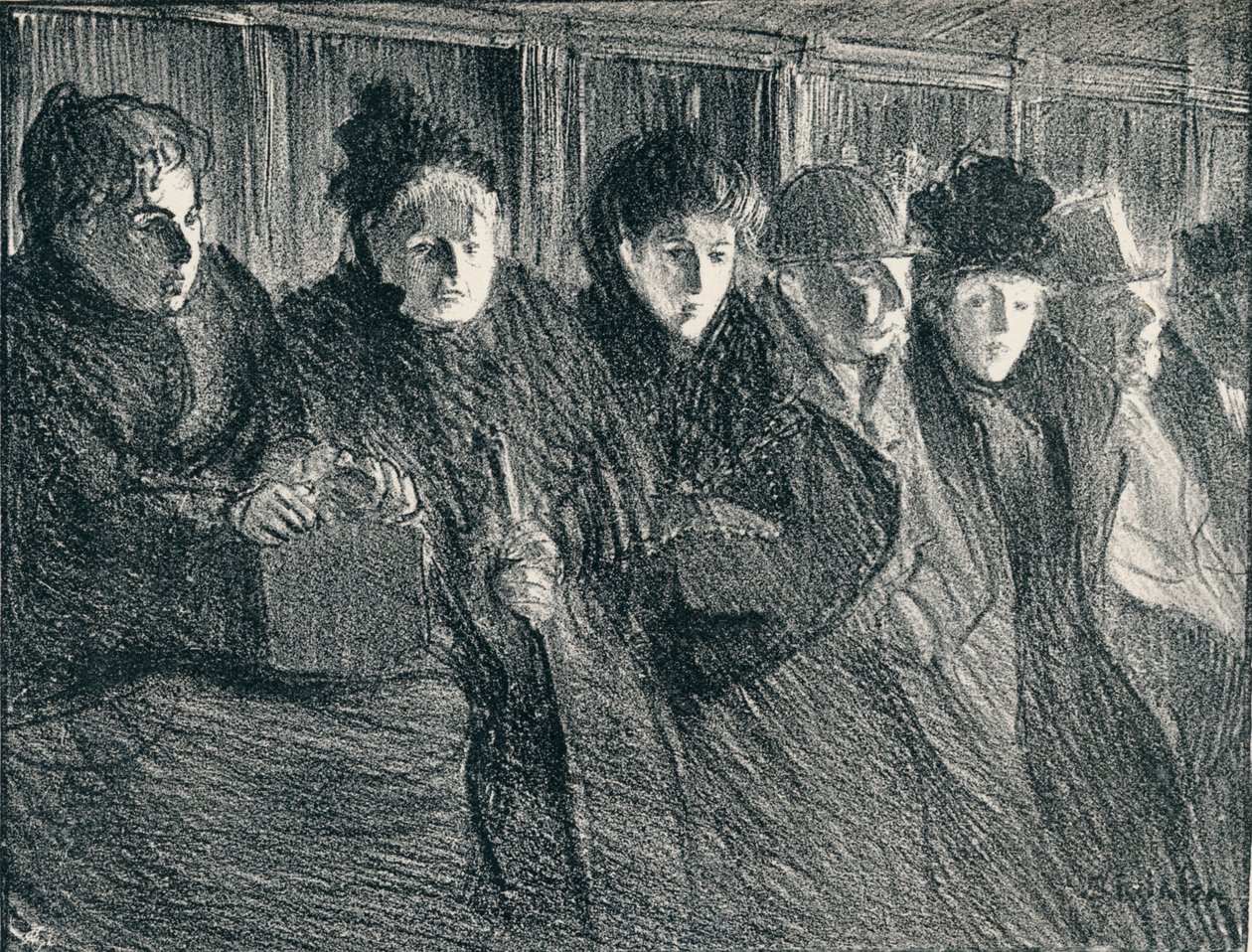 Uvnitř tramvaje, 1896, 1898 od Théophile Alexandre Steinlen