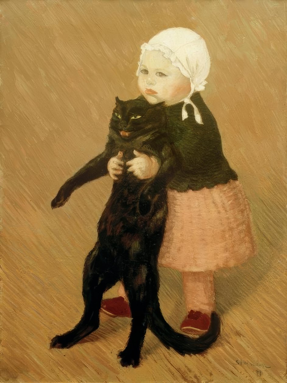 Dívka s kočkou od Théophile Alexandre Steinlen