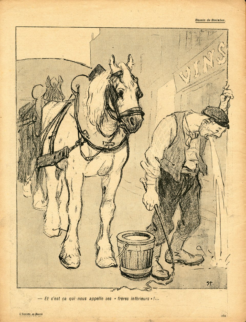 Máslový talíř, satirický v barvách od Théophile Alexandre Steinlen