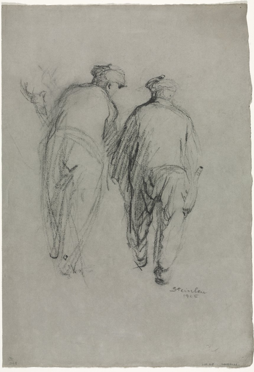 Dva pracující muži, pohled zezadu od Théophile Alexandre Steinlen