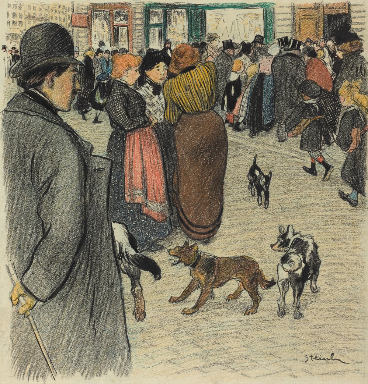 Sledování davu od Théophile Alexandre Steinlen