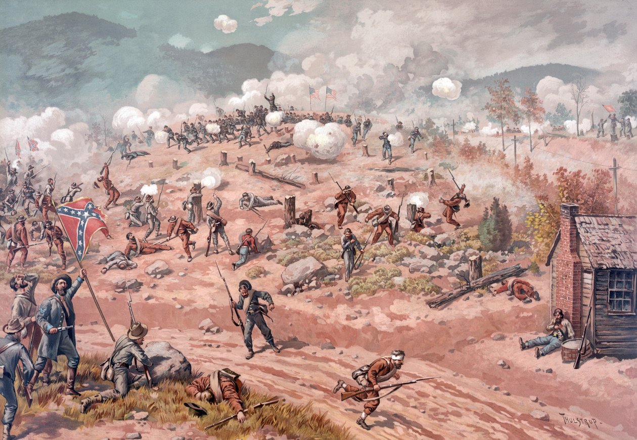 Battle of Allatoona Pass, hospoda. L Prang & Co., 1886 od Thure de Thulstrup