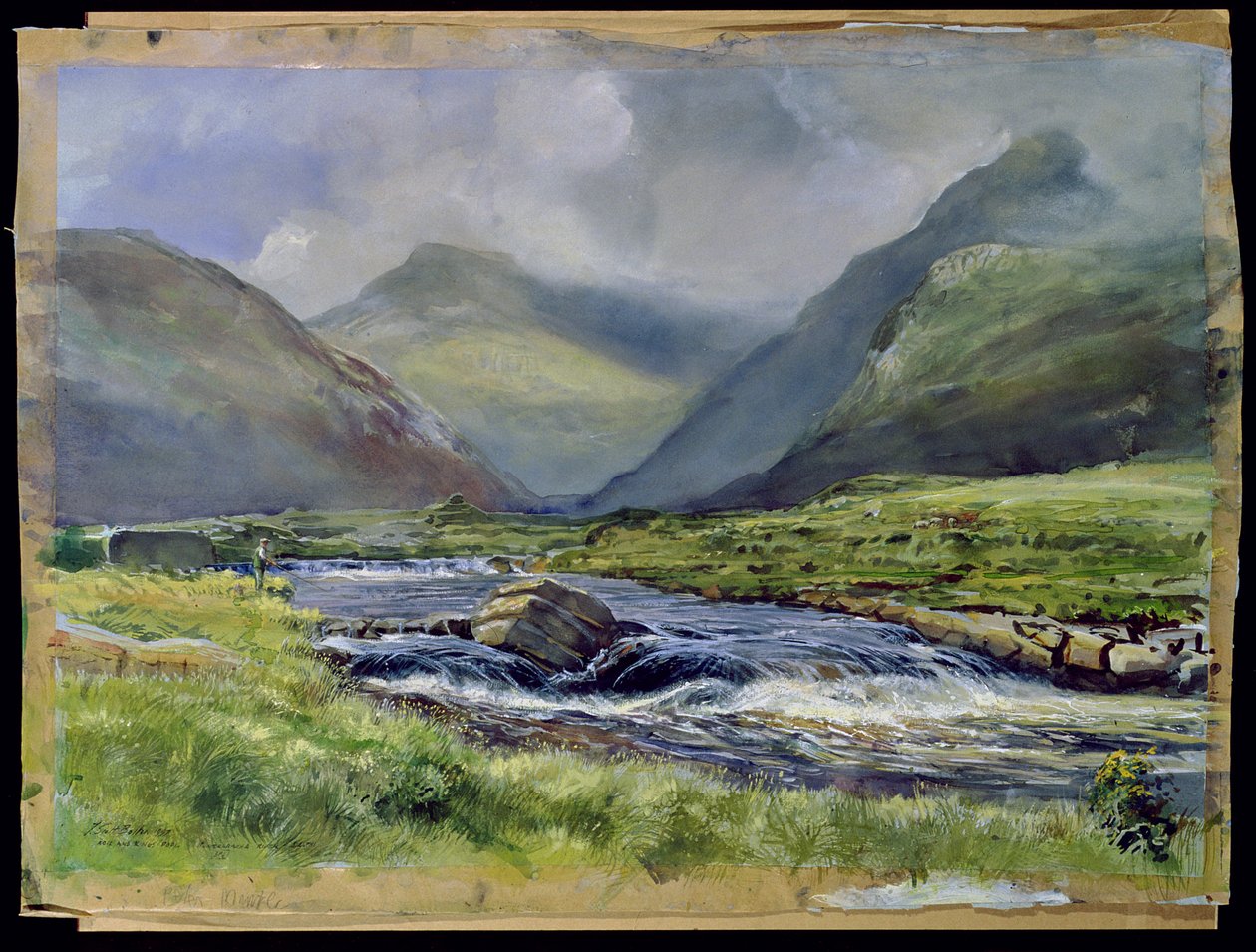 Řeka Bundorragha, Kings and Rock Pools, Co. Mayo, Irsko, 1997 (wc na papíře) od Tim Scott Bolton