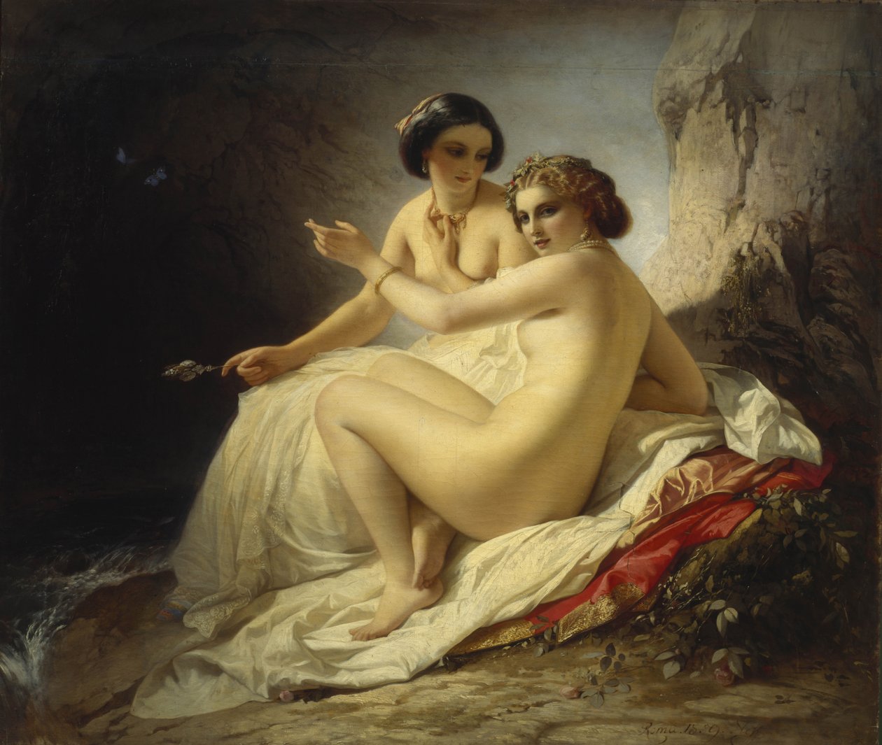 Dvě dívky v jeskyni, 1859 od Timofei Andreyevich Neff