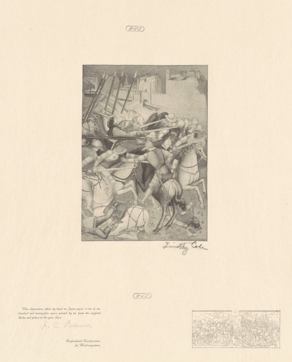 Bitva u svatého Efezu od Timothy Cole after Spinello Aretino