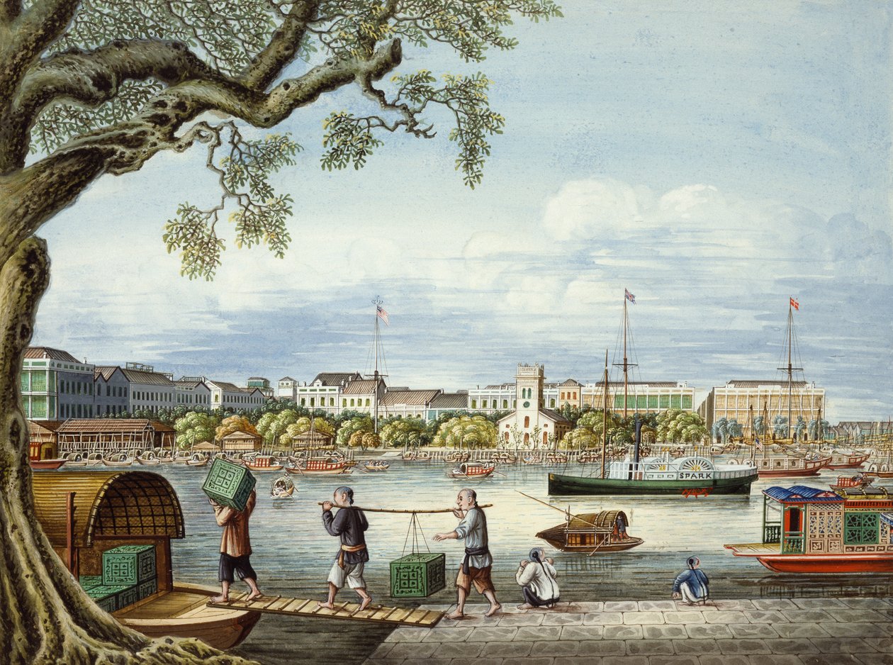 Hongové z Kantonu, asi 1852 (kvaš na papíře) od Tinqua