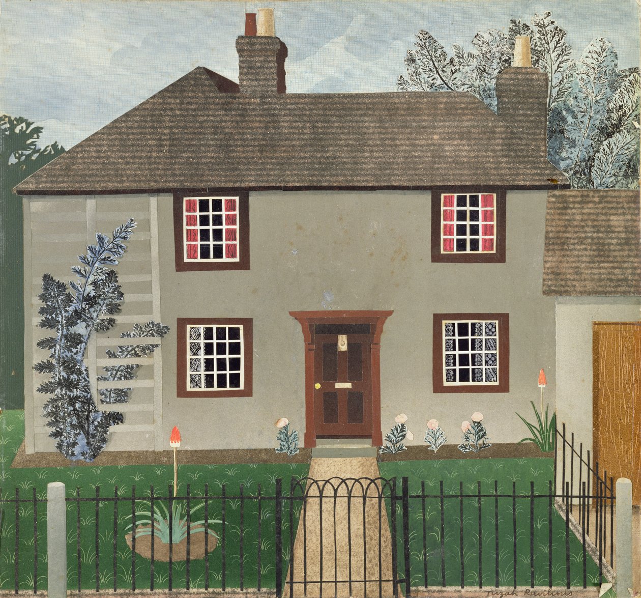 Dům v Great Bardfield (koláž) od Tirzah Ravilious