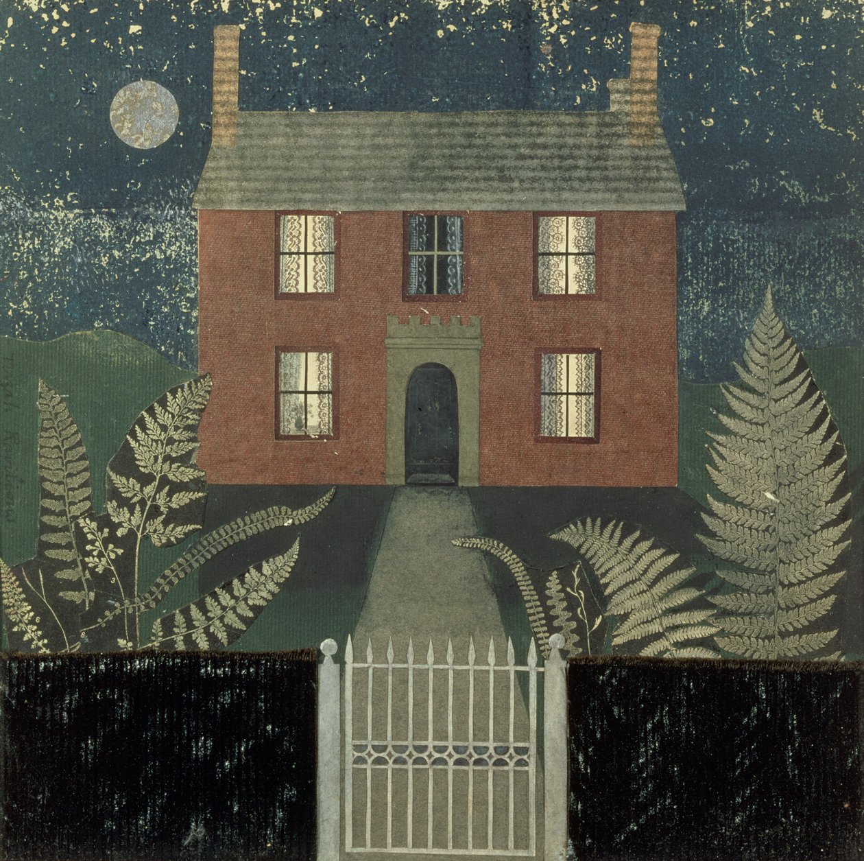 Dům v noci (koláž) od Tirzah Ravilious