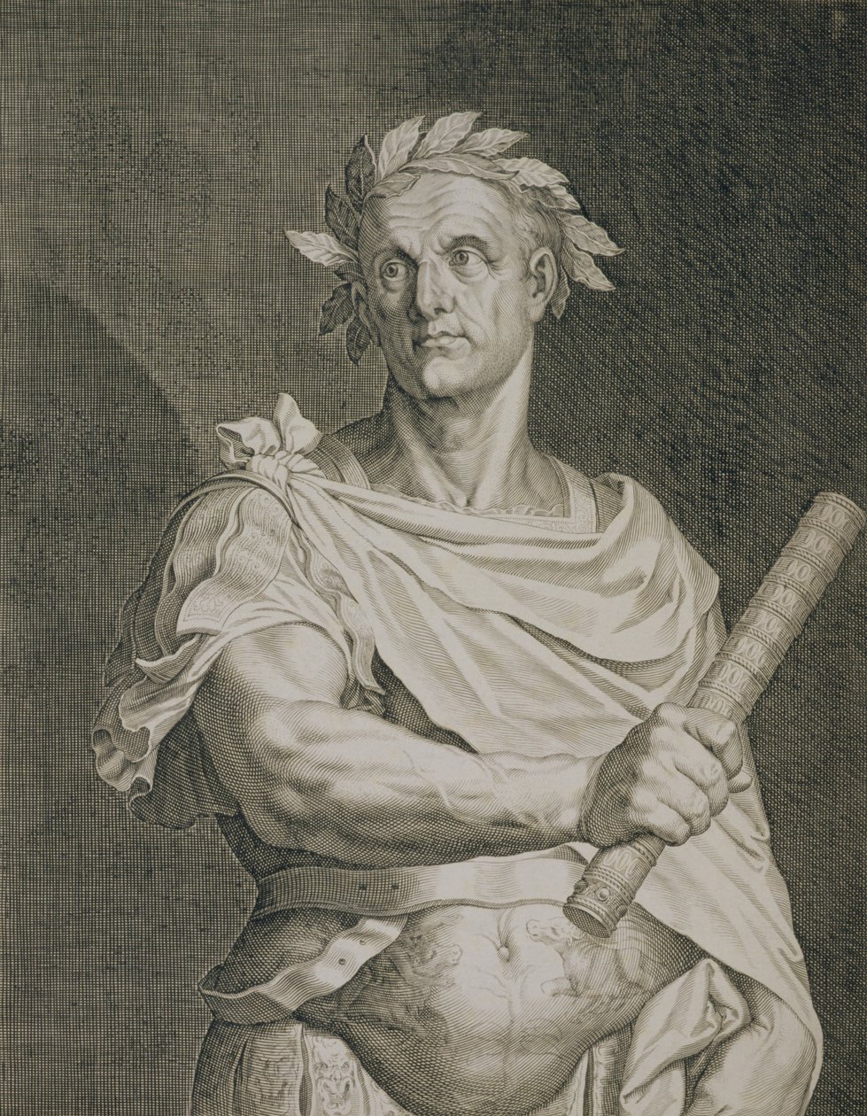 C. Julius Caesar (100-44 př. n. l.), římský císař, vyryl Aegidius Sadeler (1570-1629) od Tiziano Vecelli