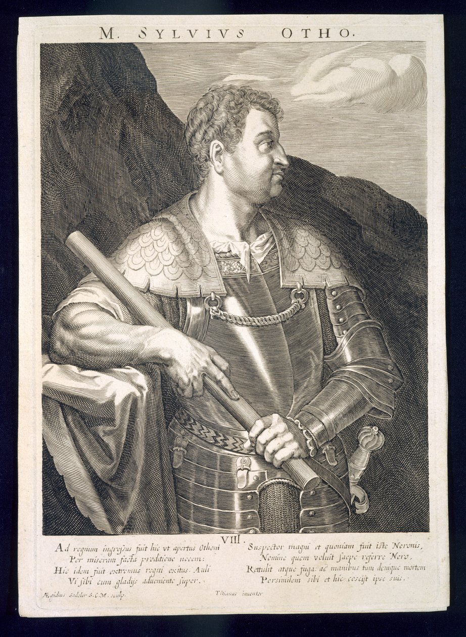 M. Silvius Otho císař římský 68 n. l. vyrytý Aegidiem Sadelerem (1570-1629) od Tiziano Vecelli