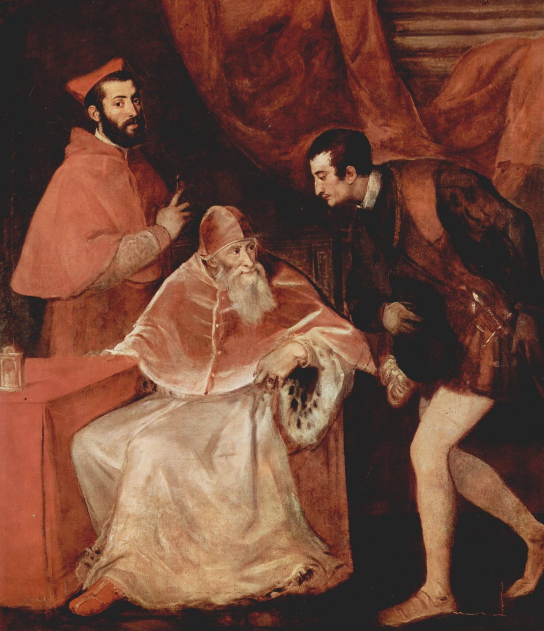 Portrét papeže Pavla III. S kardinálem Alessandrem Farnese a vévodou Ottaviem Farnese od Tiziano Vecelli