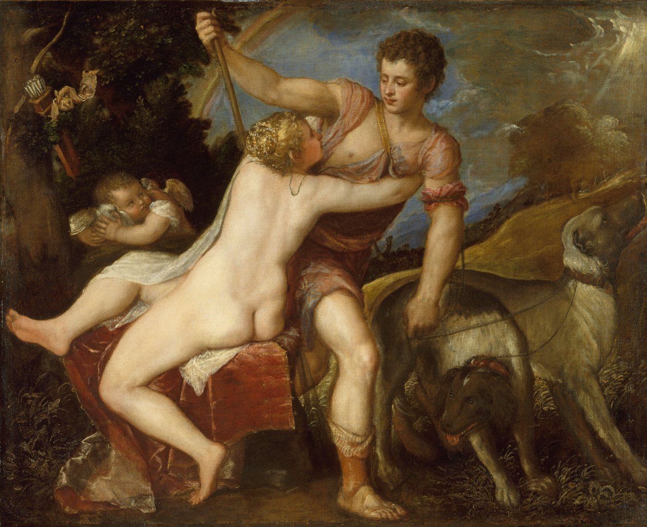 Venuše a Adonis, kolem roku 1560 od Tiziano Vecelli