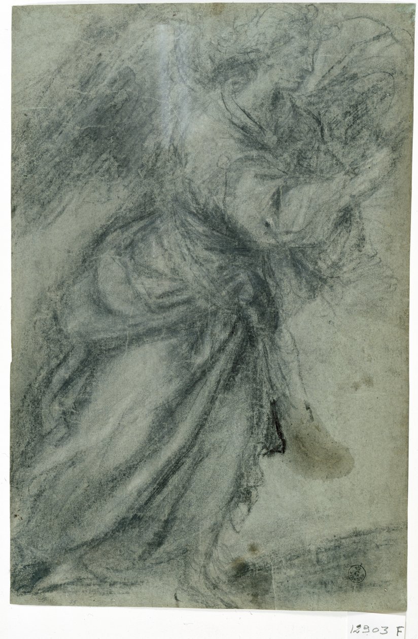 Anděl Zvěstování (křída na papíře) od Titian (c.1488 1576)