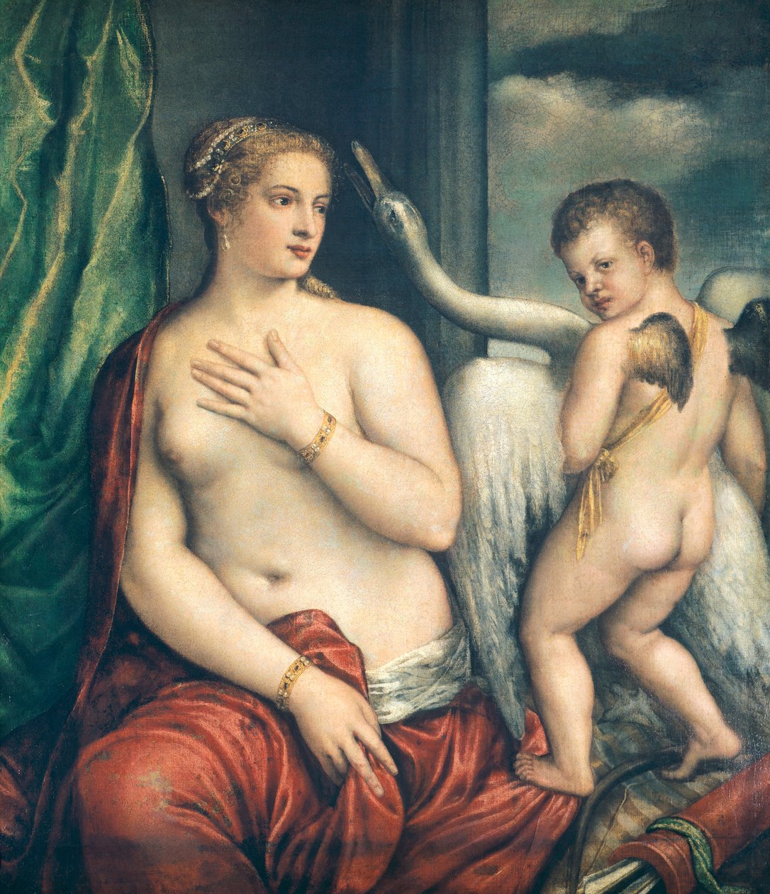 Leda, od Tiziana (asi 1490-1576) od Titian (c.1488 1576)